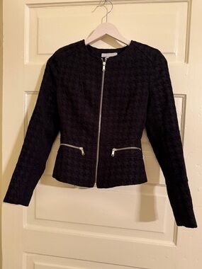 H&M Black Textured Zip-Front Women's Blazer